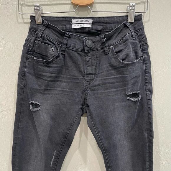 One Teaspoon Mid Waist Hoodlums Fitted Bow Leg Jeans - Size: 28 - Picture 4 of 11